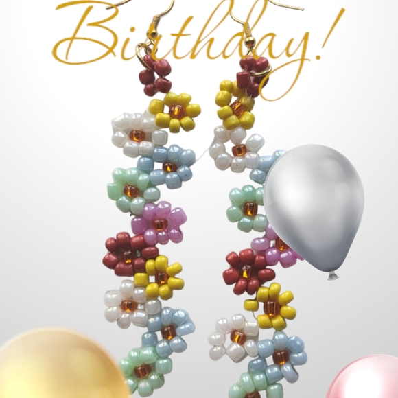 🌹"3/25🌹New* Multicolor Flower  Beaded Earrings - Picture 13 of 14